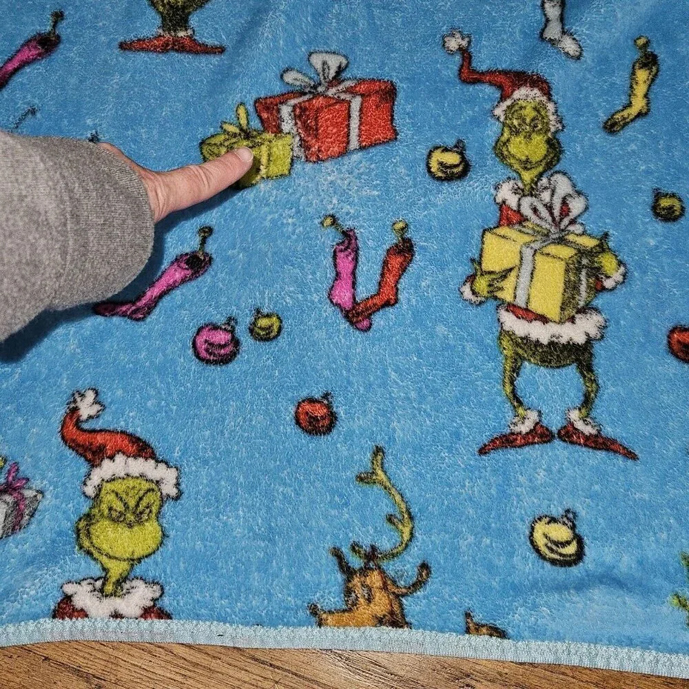 Grinch Blue Fleece Blanket Throw 2021 Franco 37x50 Christmas Max Cindy Lou Who